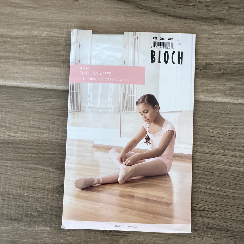 New Bloch Child M white Endurance Elite Footed Tights